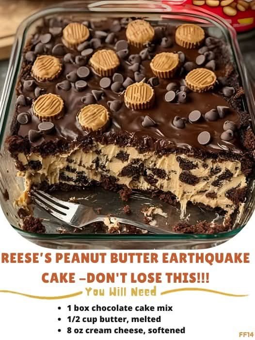 Reeseβs Peanut Butter Earthquake Cake
