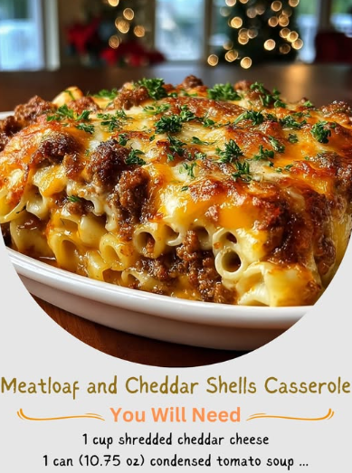 Meatloaf and Cheddar Shells Casserole